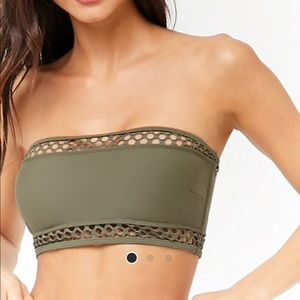 Fishnet Insert Bandeau Bikini Top